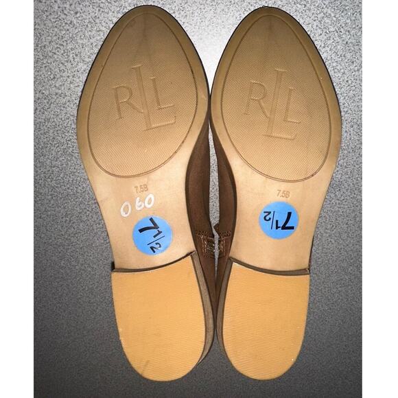 Lauren Ralph Lauren NWOB Sz: 7.5 Shira‎ Bootie Brown Double Zipper Leather - Picture 6 of 8